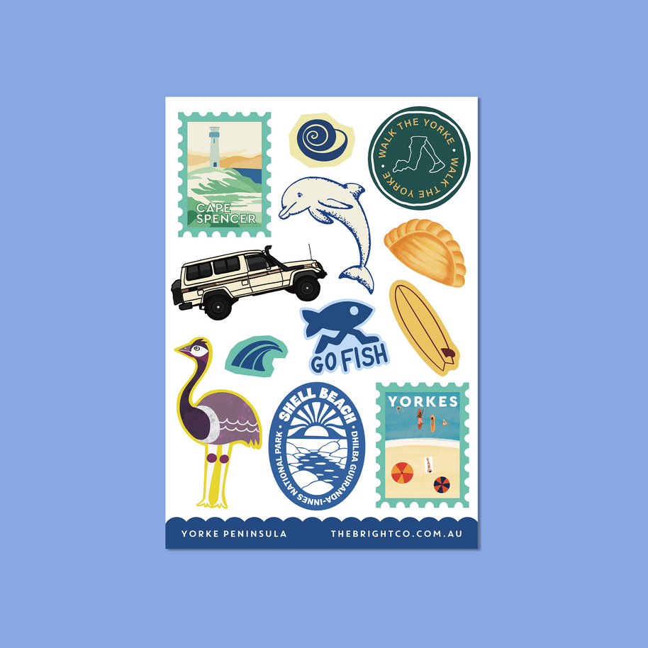 The Bright Co Yorke Peninsula Sticker Sheet featuring Cape Spencer lighthouse