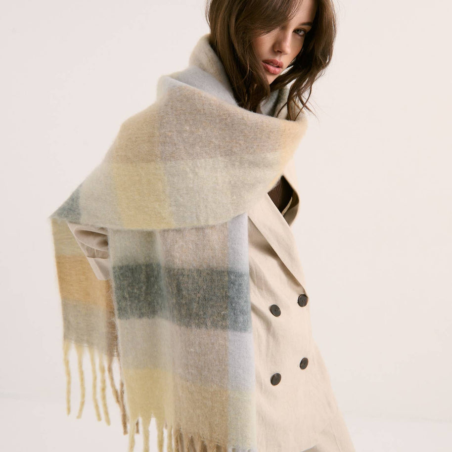 The Moonta Collective Lola Fluffy Scarf with fringed ends