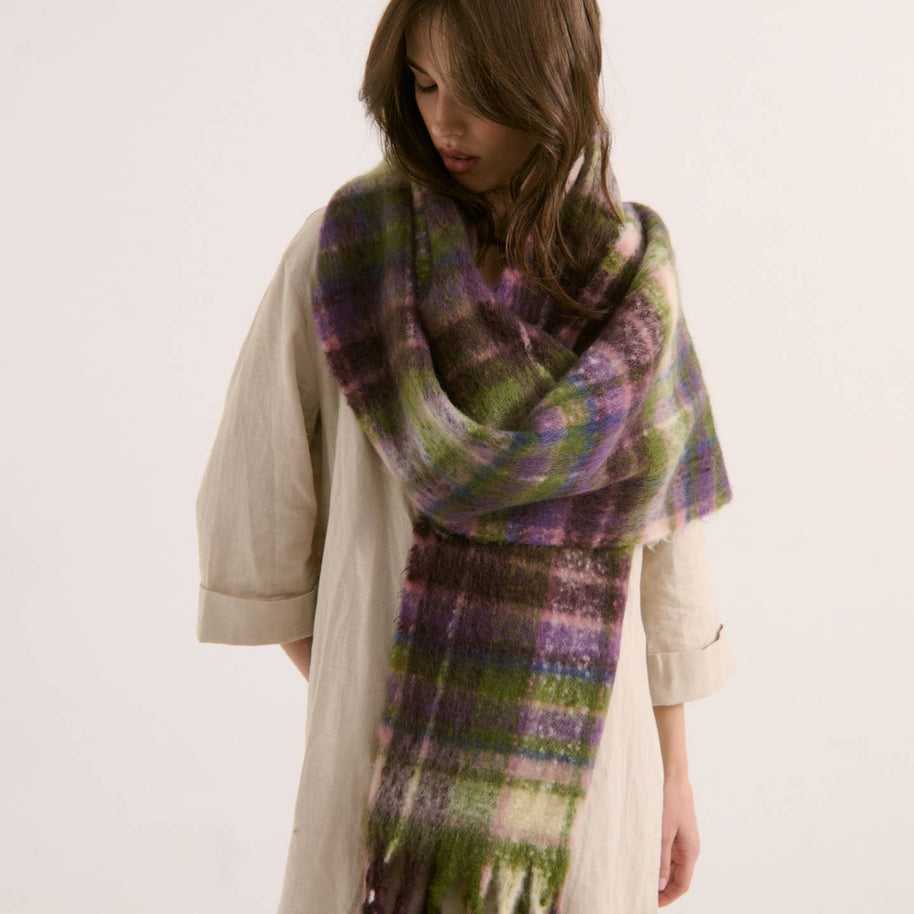 The Moonta Collective Vacanza Fluffy Scarf with fringed ends