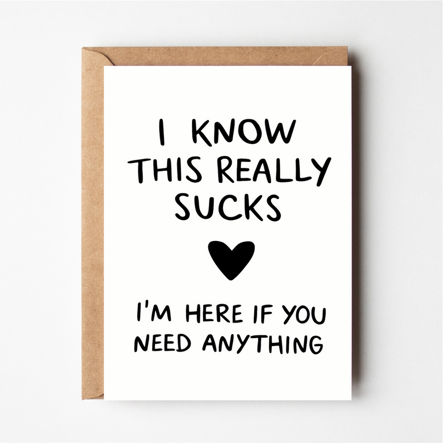 Friends of Henry I Know This Really Sucks card with heart illustration