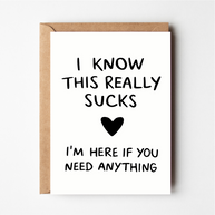 Friends of Henry I Know This Really Sucks card with heart illustration