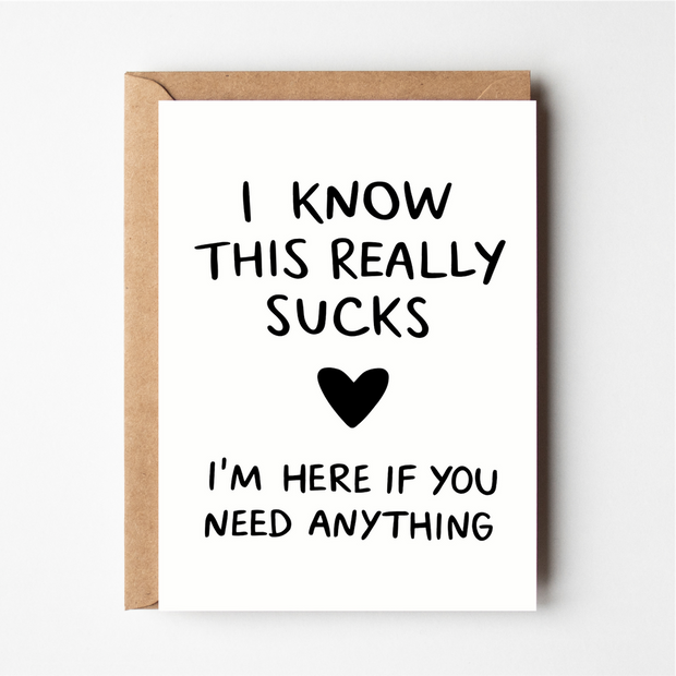 Friends of Henry I Know This Really Sucks card with heart illustration