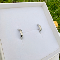 Small silver hoop earrings in EVER gift box