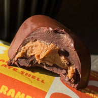 Organic vegan chocolate truffles with peanut butter caramel filling