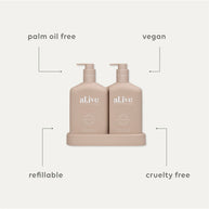 Al.ive Body Wash & Lotion Duo – Apricot & Sweet Fig (500 ml each + Tray)