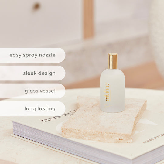 Vegan home fragrance spray, elegant vessel, Australian-made