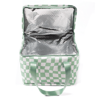Green checkered insulated lunch bag for kids