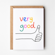Friends of Henry Very Good card with colourful text and smiling thumbs-up illustration