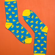 Fun novelty socks featuring playful rubber duck design
