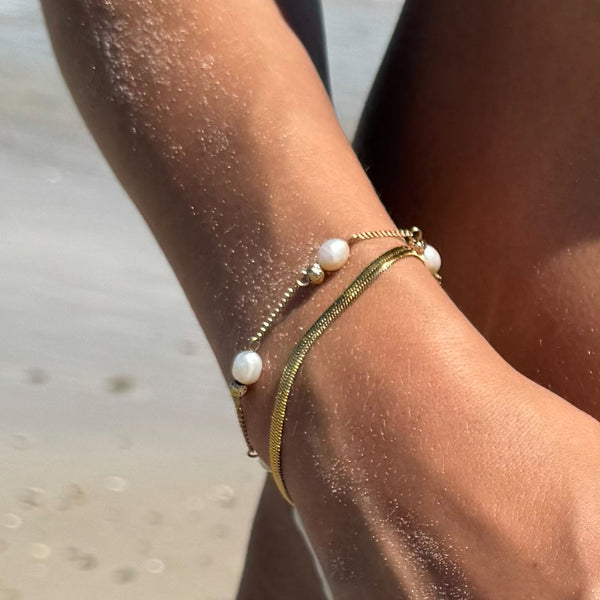 Waterproof anti-tarnish gold chain bracelet, 3mm width