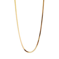 Waterproof anti-tarnish gold flat link chain necklace