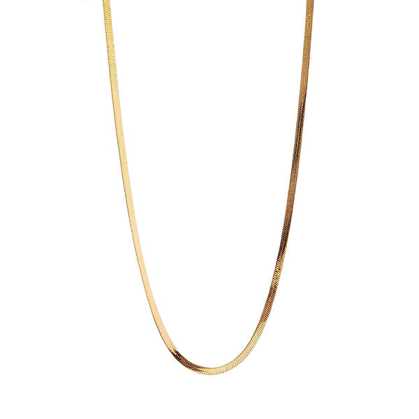 Waterproof anti-tarnish gold flat link chain necklace