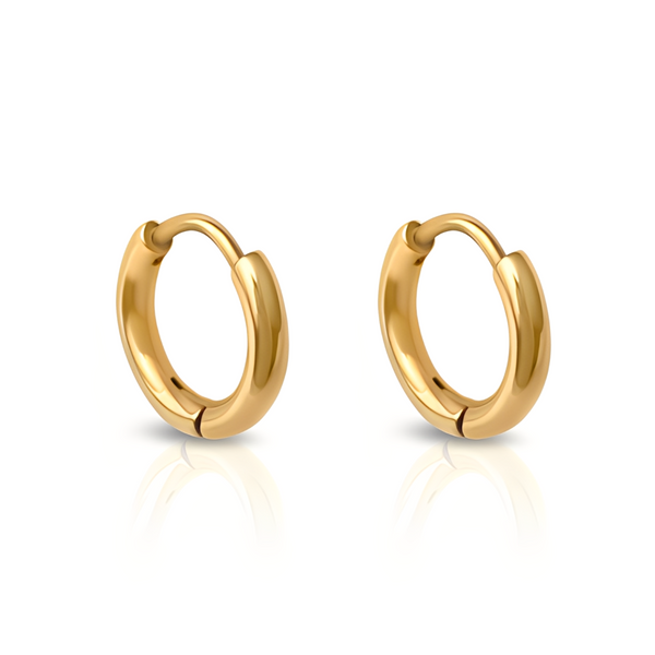 Waterproof anti-tarnish gold huggie earrings, 8mm size