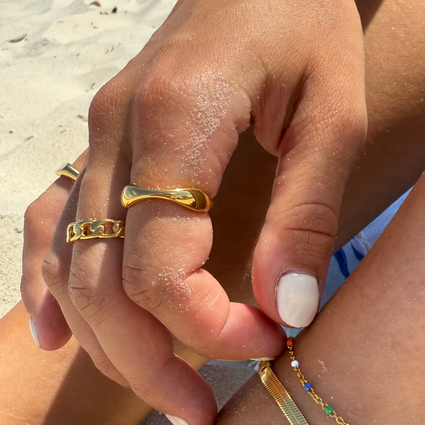Waterproof anti-tarnish gold stacking ring, 6mm band