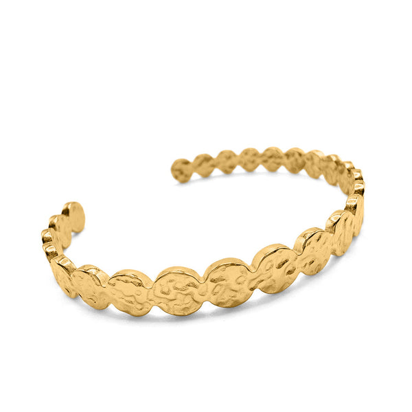 Waterproof anti-tarnish hammered gold cuff bracelet