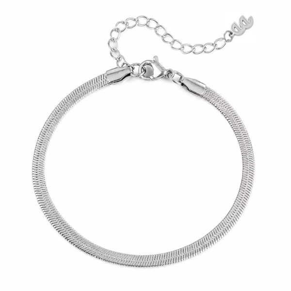Waterproof anti-tarnish silver chain bracelet, 3mm width