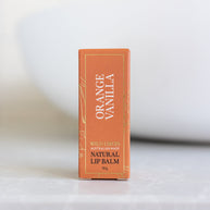 Wild Emery Orange Vanilla Natural Lip Balm in eco-friendly cardboard tube