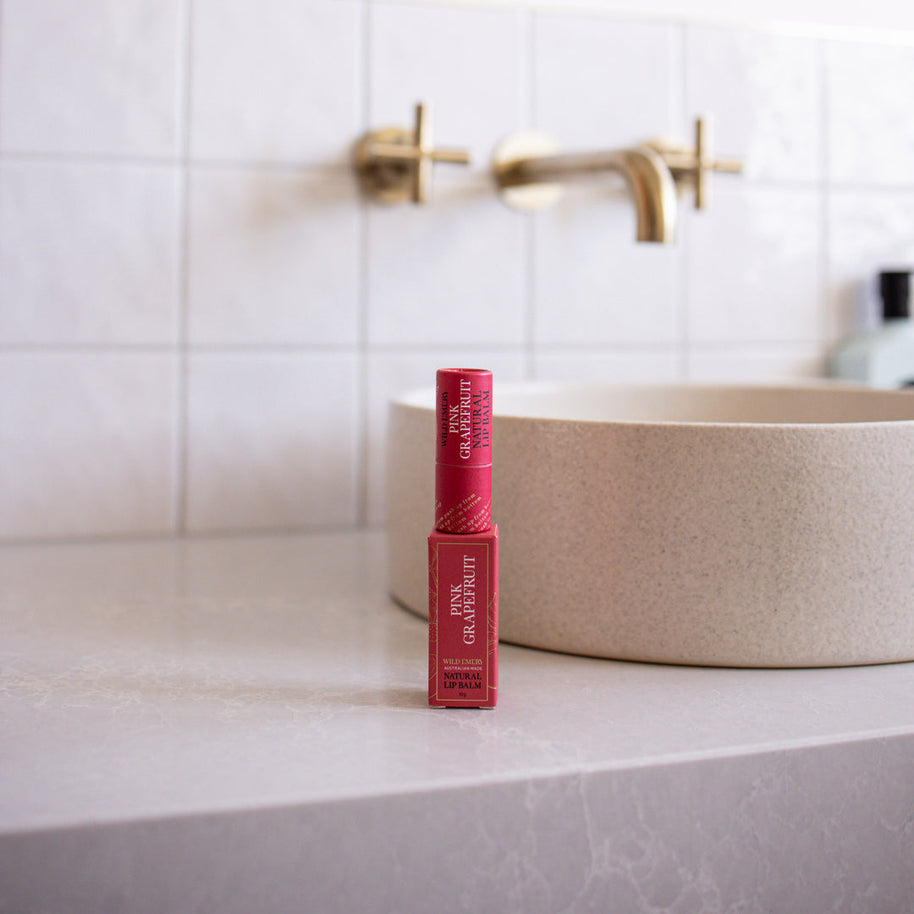 Vegan cruelty-free lip balm with pink grapefruit scent