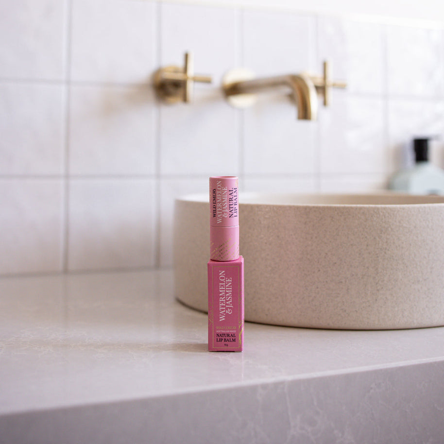 Vegan cruelty-free lip balm with watermelon and jasmine scent