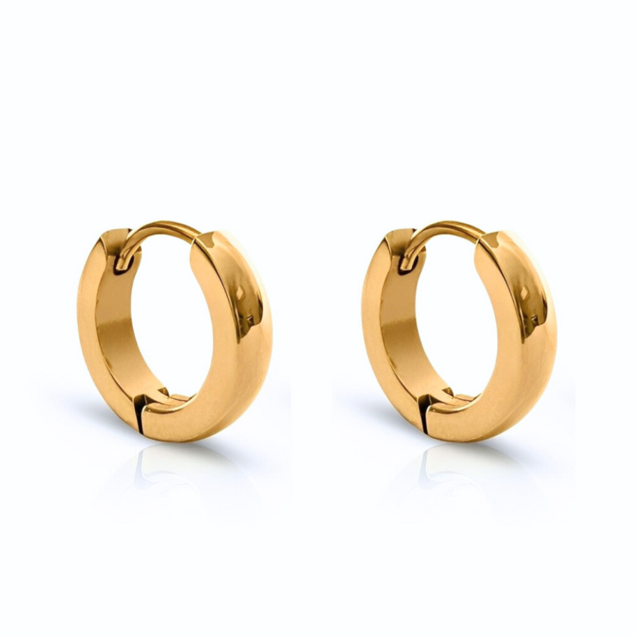 9mm 18k gold plated stainless steel huggie hoops