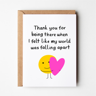 Friends of Henry Thank You For Being There card with heart illustration