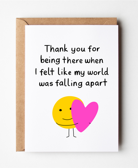 Friends of Henry Thank You For Being There card with heart illustration