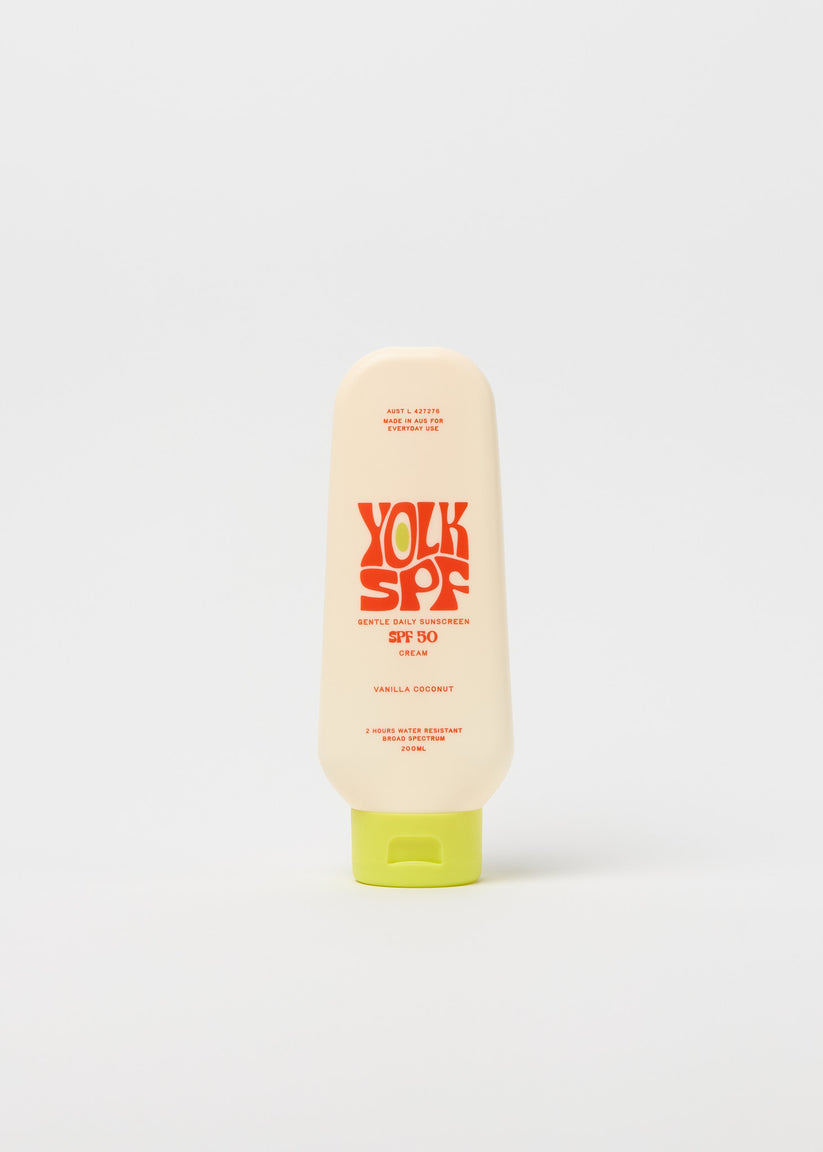 Yolk SPF Gentle Daily Sunscreen Vanilla Coconut 50 SPF bottle
