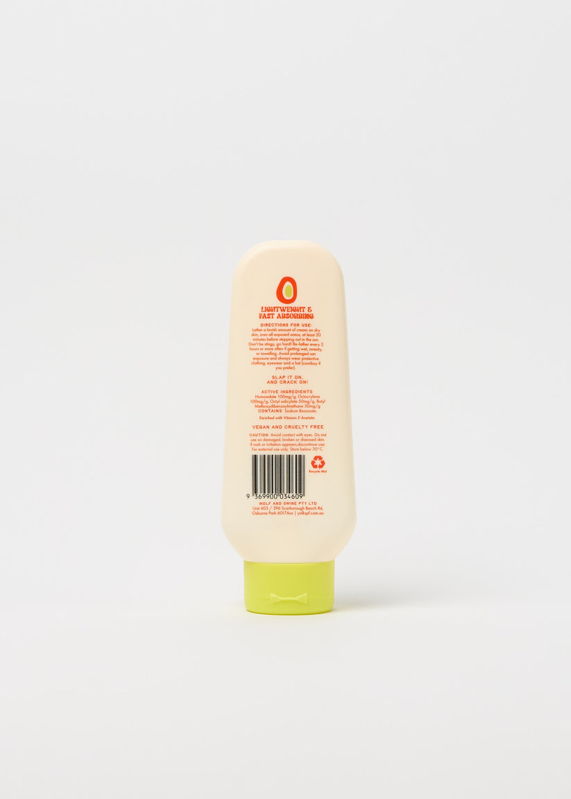 Lightweight non-greasy sunscreen with tropical vanilla coconut scent