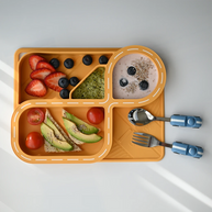 Butterscotch kids racetrack plate with car-shaped fork and spoon