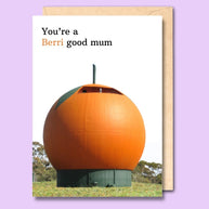 A picture of the Big Orange in Berri, South Australia. Above the orange it says 