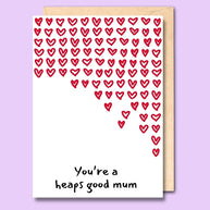 A card with hearts in the shape of South Australia. The text says 