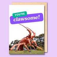 Unseasoned Greetings You’re Clawsome card featuring Larry the Lobster