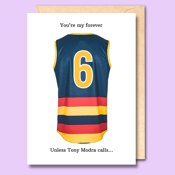 Unseasoned Greetings Tony Modra Forever funny Crows AFL card