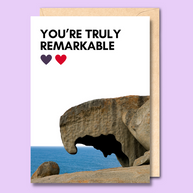 Unseasoned Greetings You’re Truly Remarkable card featuring Kangaroo Island’s Remarkable Rocks