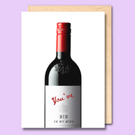 Unseasoned Greetings You’ve Bin On My Mind card with red wine bottle design
