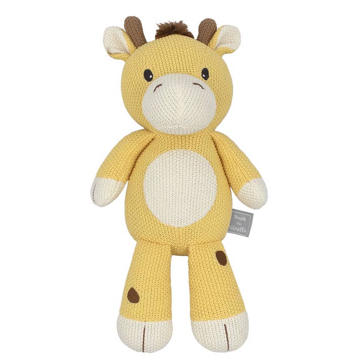 Living Textiles Noah the Giraffe Knitted Toy – cotton baby rattle