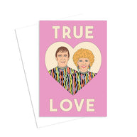 Happy Day People True Love greeting card with Kath and Kel illustrated portrait in pink heart