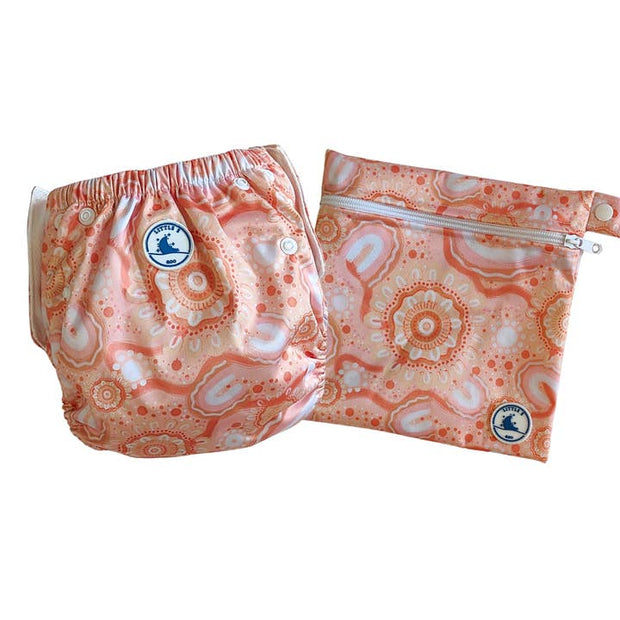 Little E & Co Swim Nappy and Mini Wet Bag Combo Community Connected to Land