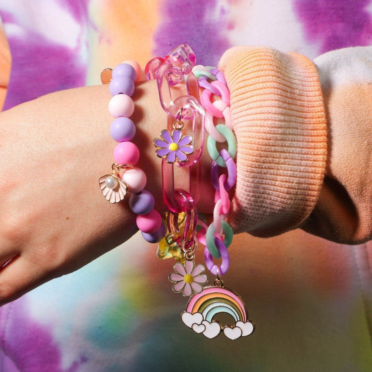 Creative bracelet craft kit for girls ages 6 plus with elastic thread and chain clasp