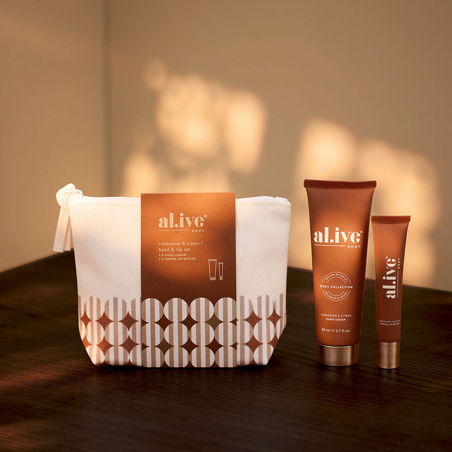 al.ive body Hand & Lip Set in Cinnamon & Citrus