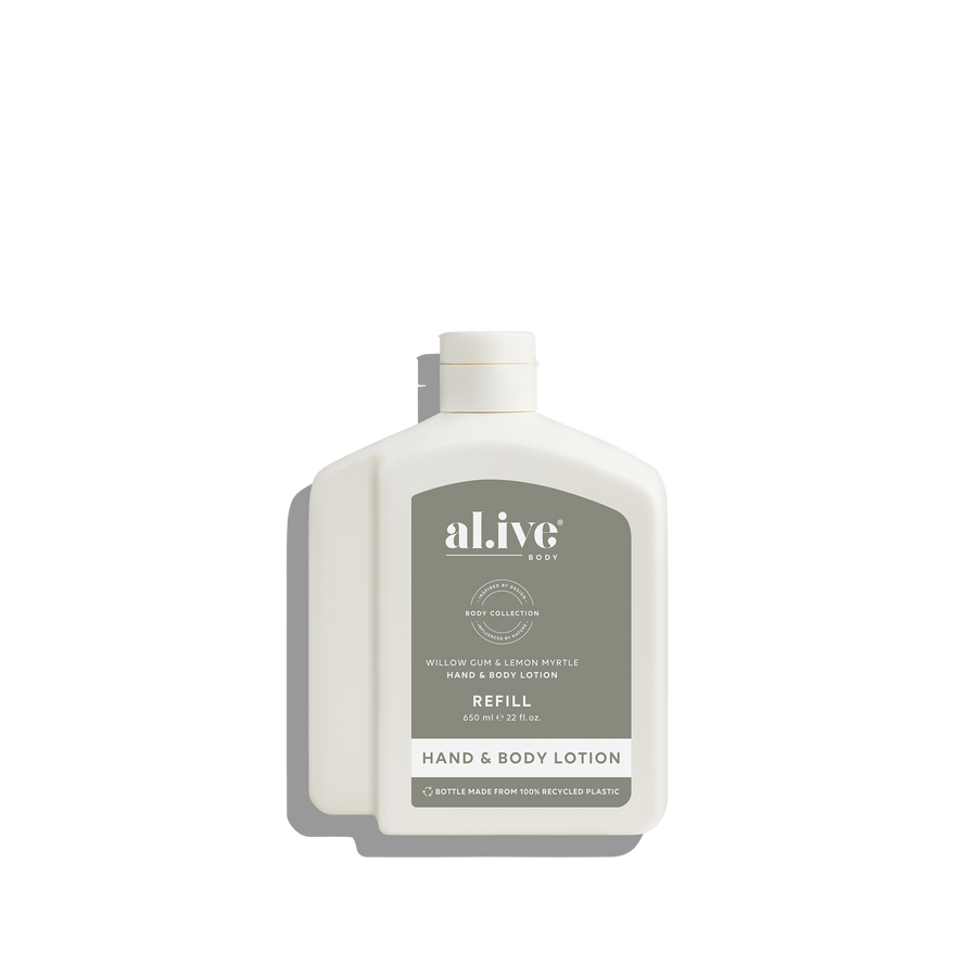 al.ive body Willow Gum & Lemon Myrtle Hand & Body Lotion Refill 650ml