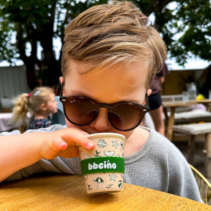 Reusable kids cafe cup with silicone lid and straw BBcino