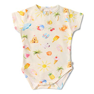 Beach Fun short sleeve bodysuit for babies – soft organic cotton onesie
