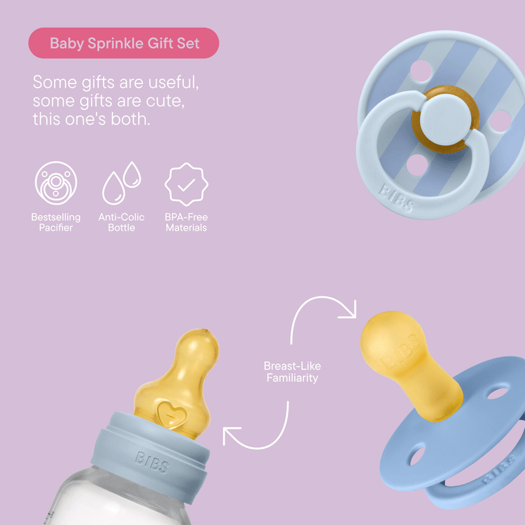 BIBS newborn gift box with 150ml baby bottle and Colour pacifiers