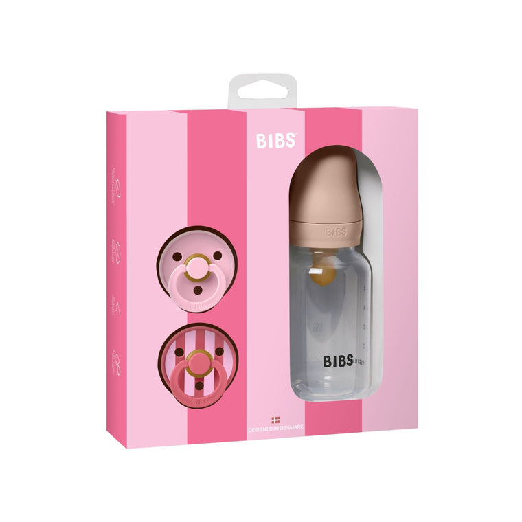 BIBS Baby Sprinkle Gift Set Blush with bottle and pacifiers