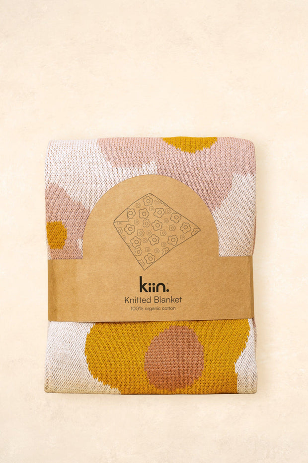 Organic Cotton Knitted Blanket - Flowers