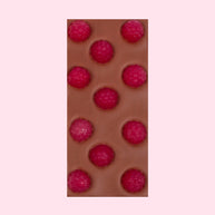 Freckleberry Raspberry Block Milk Chocolate with chewy raspberry lollies
