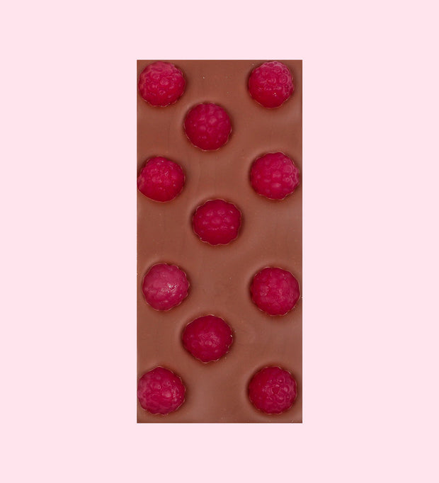 Freckleberry Raspberry Block Milk Chocolate with chewy raspberry lollies
