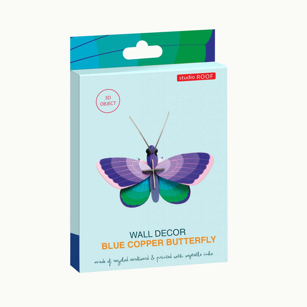 Recycled cardboard blue butterfly wall decor by Studio Roof