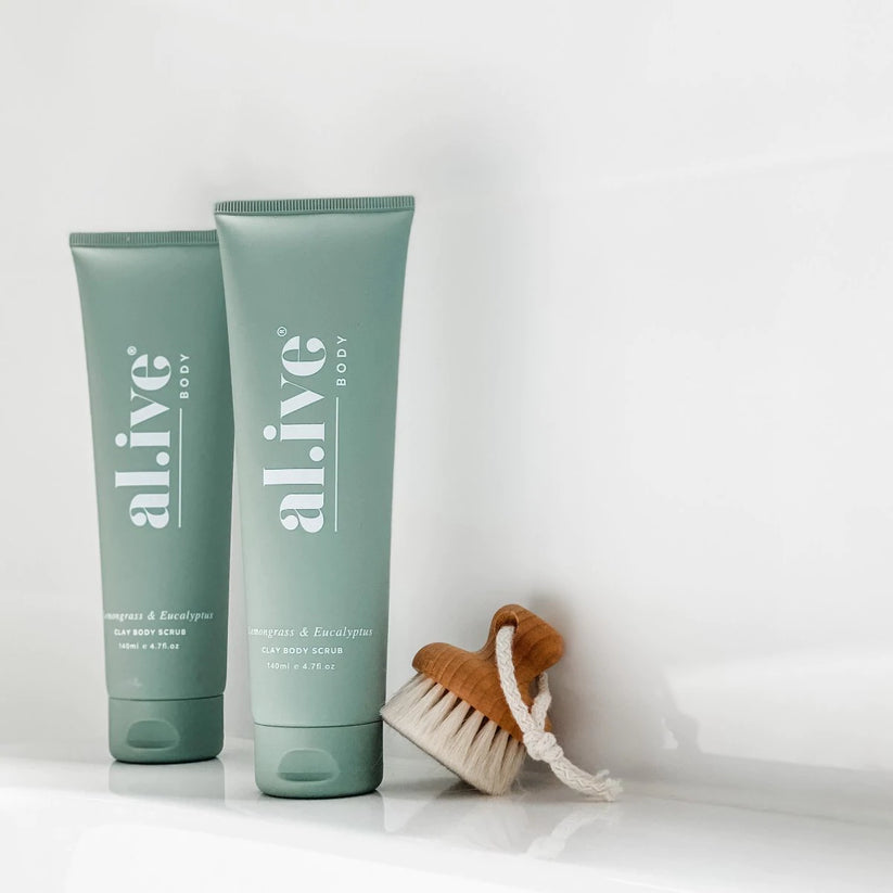 Al.ive Body Clay Body Scrub – Lemongrass & Eucalyptus (140 ml)